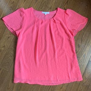 NEW! Cleo flutter sleeve coral blouse